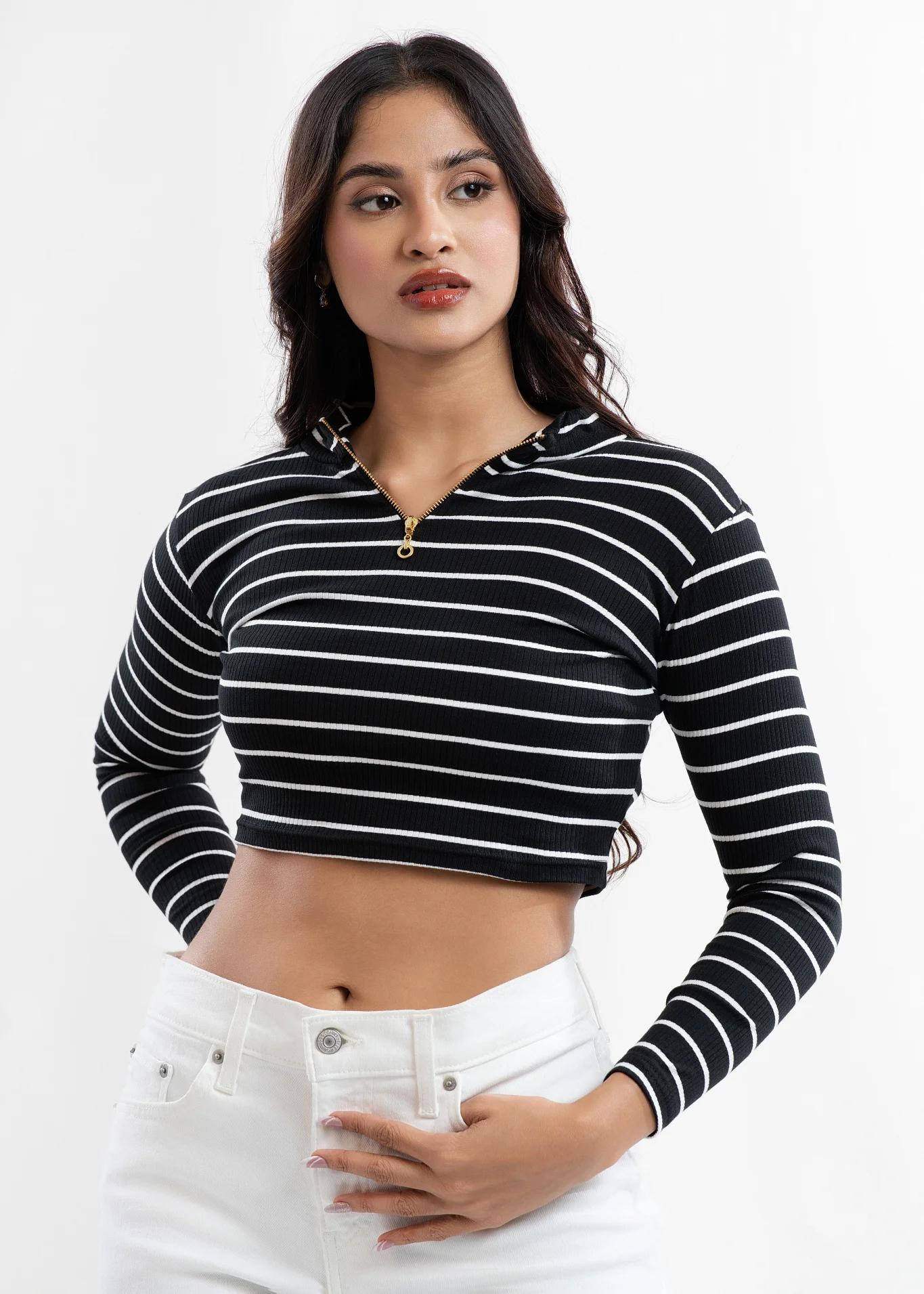 raven-striped-quarterzip-crop-top